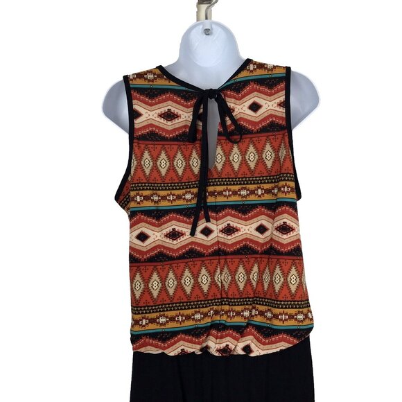 Tiana b Boho Hippie Jumpsuit Tribal Aztec Print Sleeveless Wide Leg Size Large - Picture 4 of 8